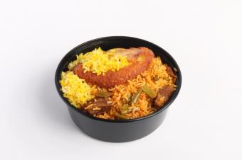 لوبیا پلو با گوشت (قالبی)
